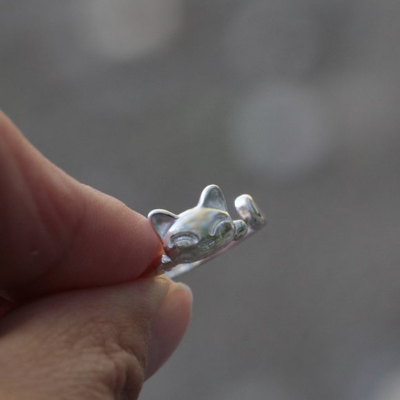 3/$25 🏷️ Cat Ring Minimal Minimalist Ring for Cat lovers Kitty Ring for her - Picture 7 of 8
